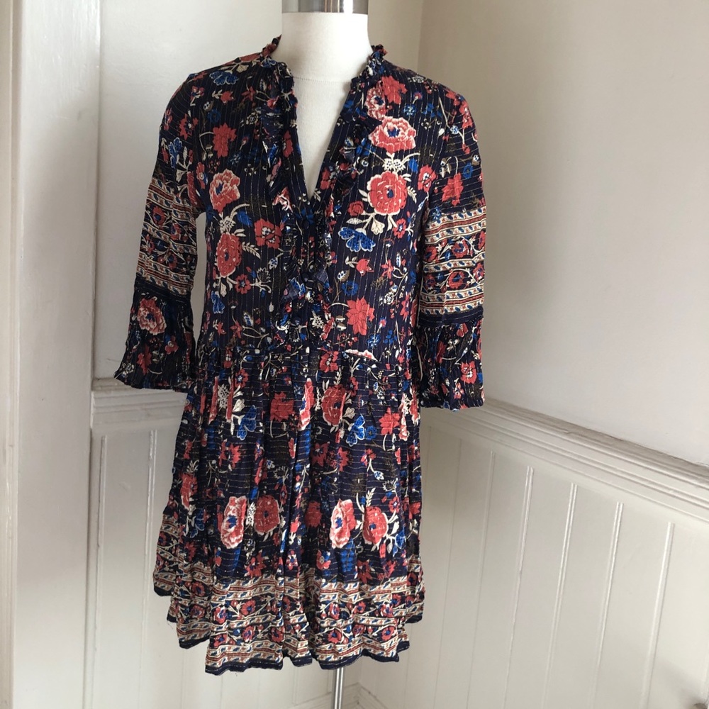 ERI + ALI Tiffany Swing Blue Motif Dress